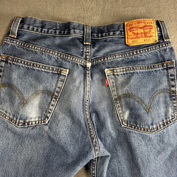 Vintage Levis 505 Jeans Mens 33x32 Blue Denim Regular Straight Y2K Fade - Picture 1 of 9